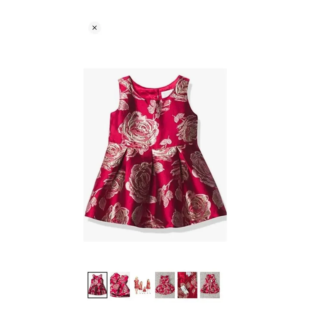Children’s Place Girls Size 4t Mommy And Me Metallic Rose Jacquard Dress